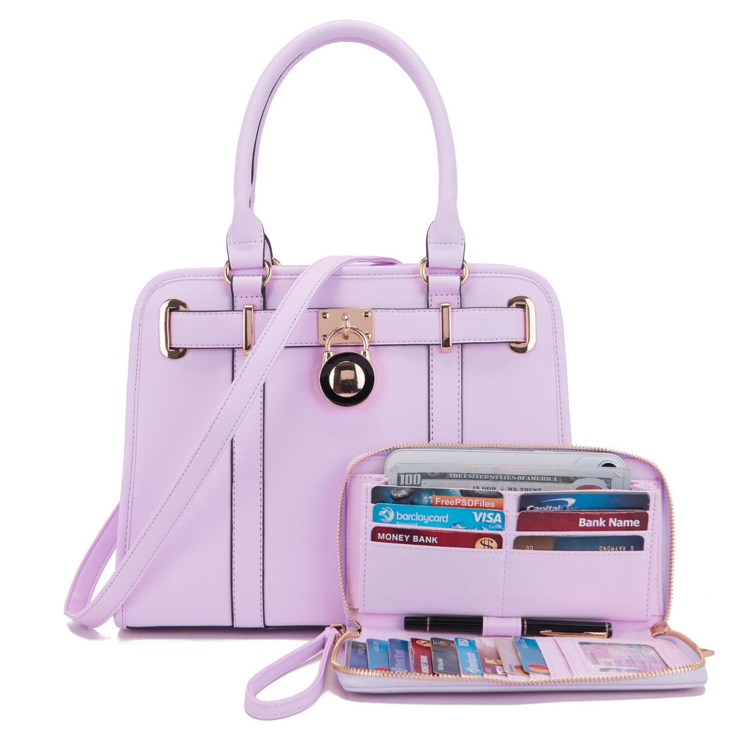 Stylish Structured Satchel Tote Handbag Set for Women with RFID Wallet - Chic &6
