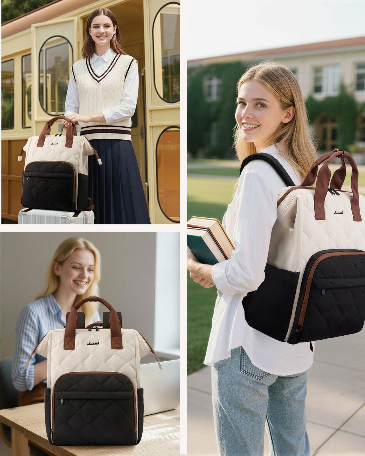 Stylish 15.6" Laptop Backpack for Women, Work Bag, Travel, Black, Durable & Spac7
