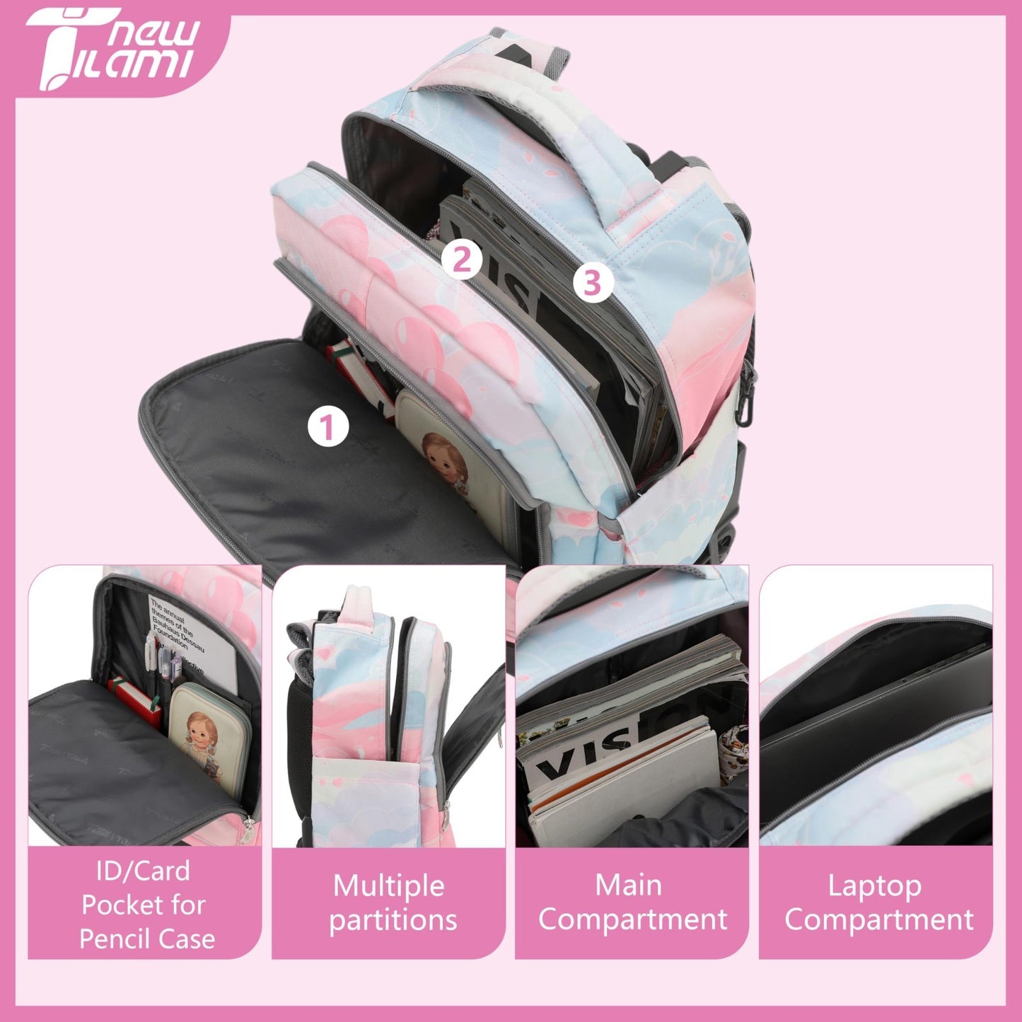 18" Rolling Backpack with Lunch Bag for Kids, School Travel, Girls & Boys3