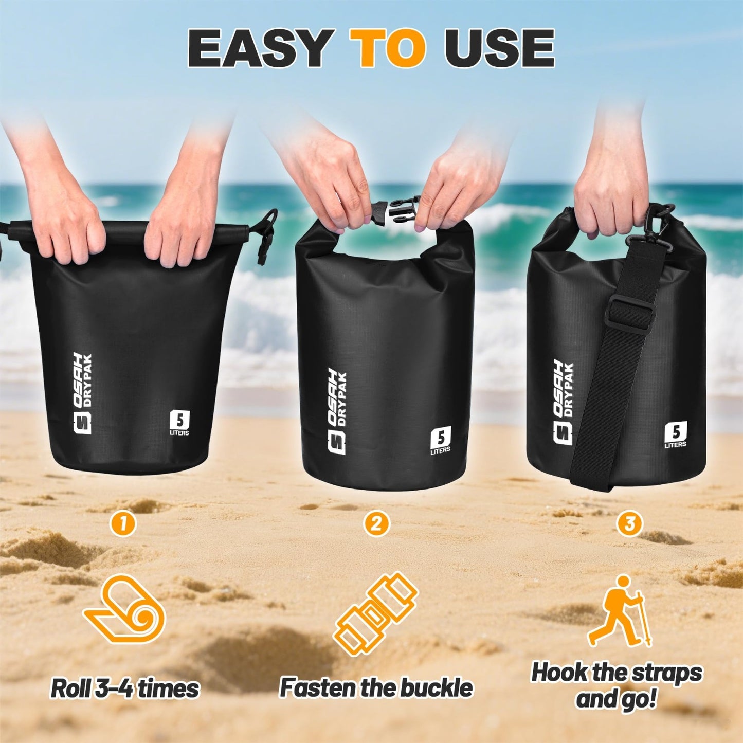 Waterproof Dry Bag - Lightweight Roll Top Backpack 5L/10L/20L/30L/40L for Travel3