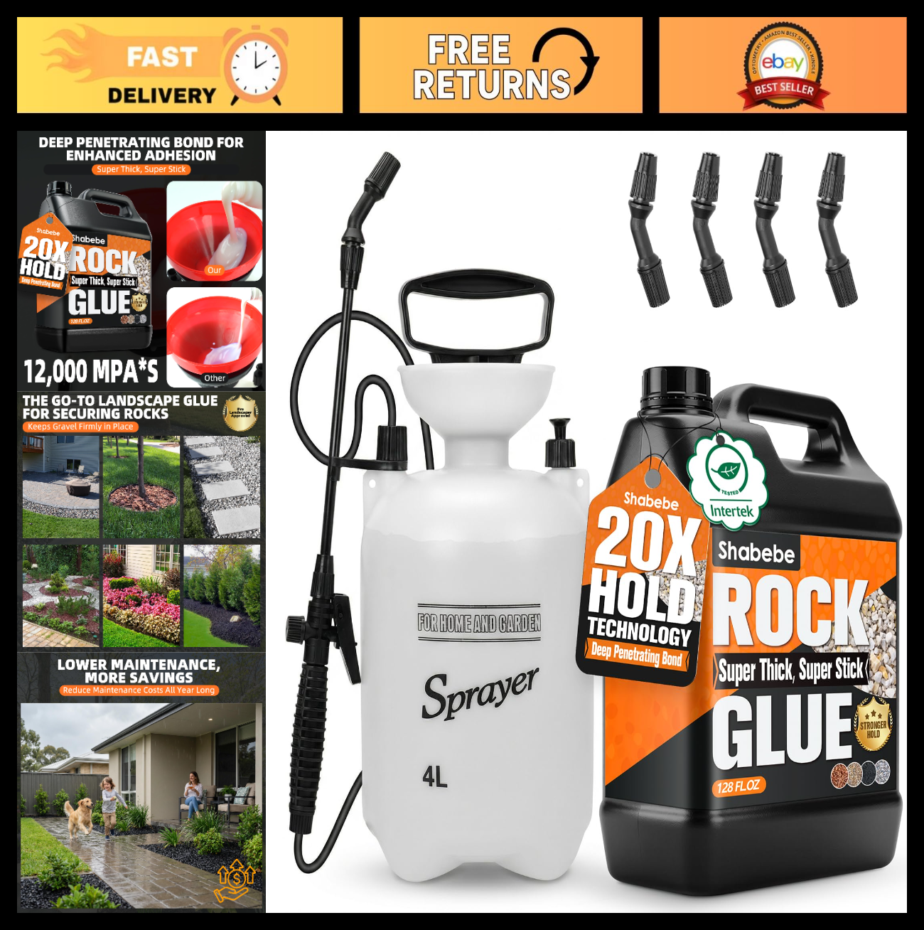 1 Gallon Landscape Adhesive, Ultra-Stick Mulch & Gravel Binder, Non-Toxic Spraye0