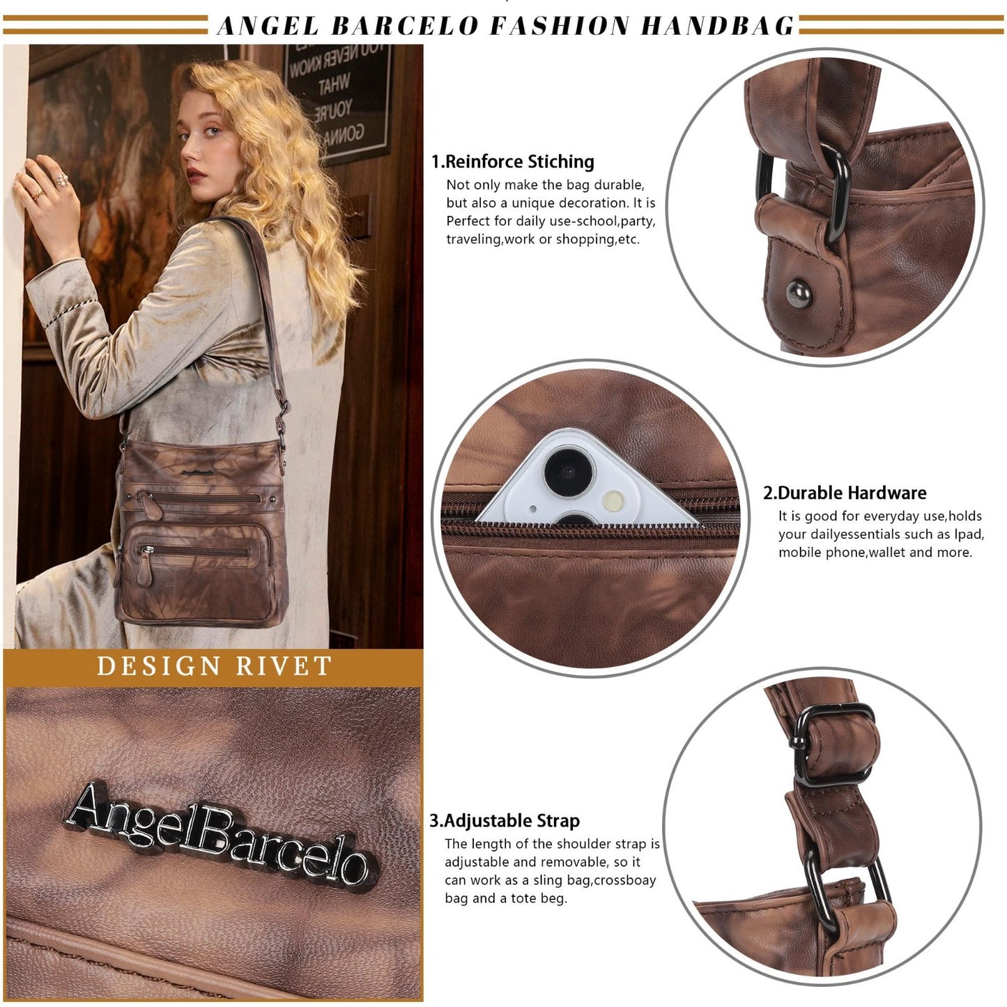 Ultra Soft Leather Crossbody Bag for Women, Stylish Handbag with Adjustable Stra5