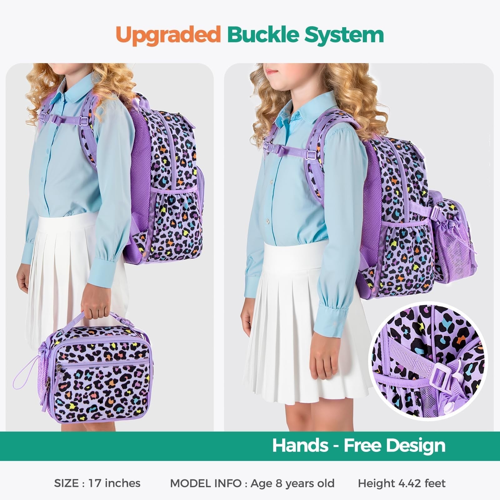 Girls Butterfly Backpack Set with Lunch Box & Water Bottle   17" Bookbag for Age7