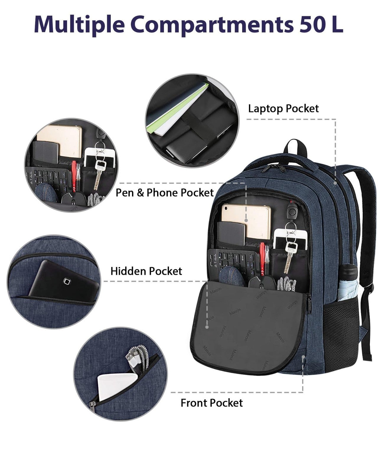 Extra Large Travel Laptop Backpack 50L for Men, Water Resistant Carry On Bag4