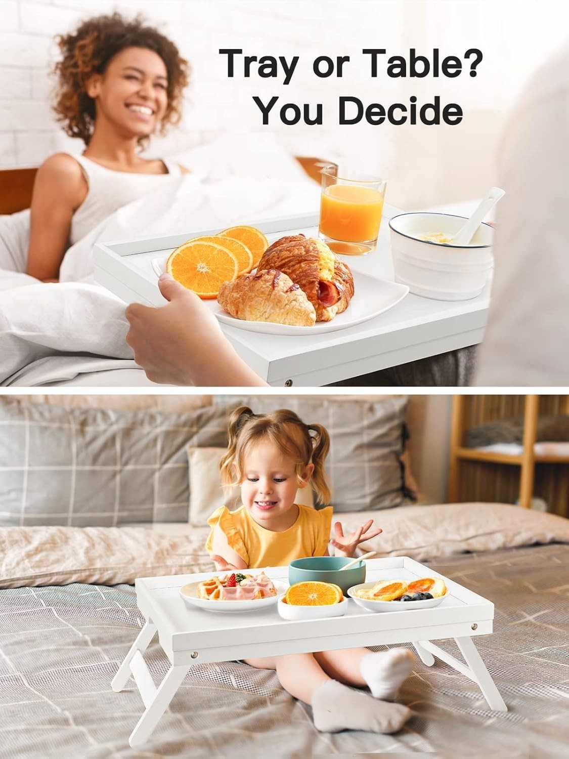 Folding Bamboo Bed Tray Table for Breakfast, Snacks, Laptop Use - Versatile & St3