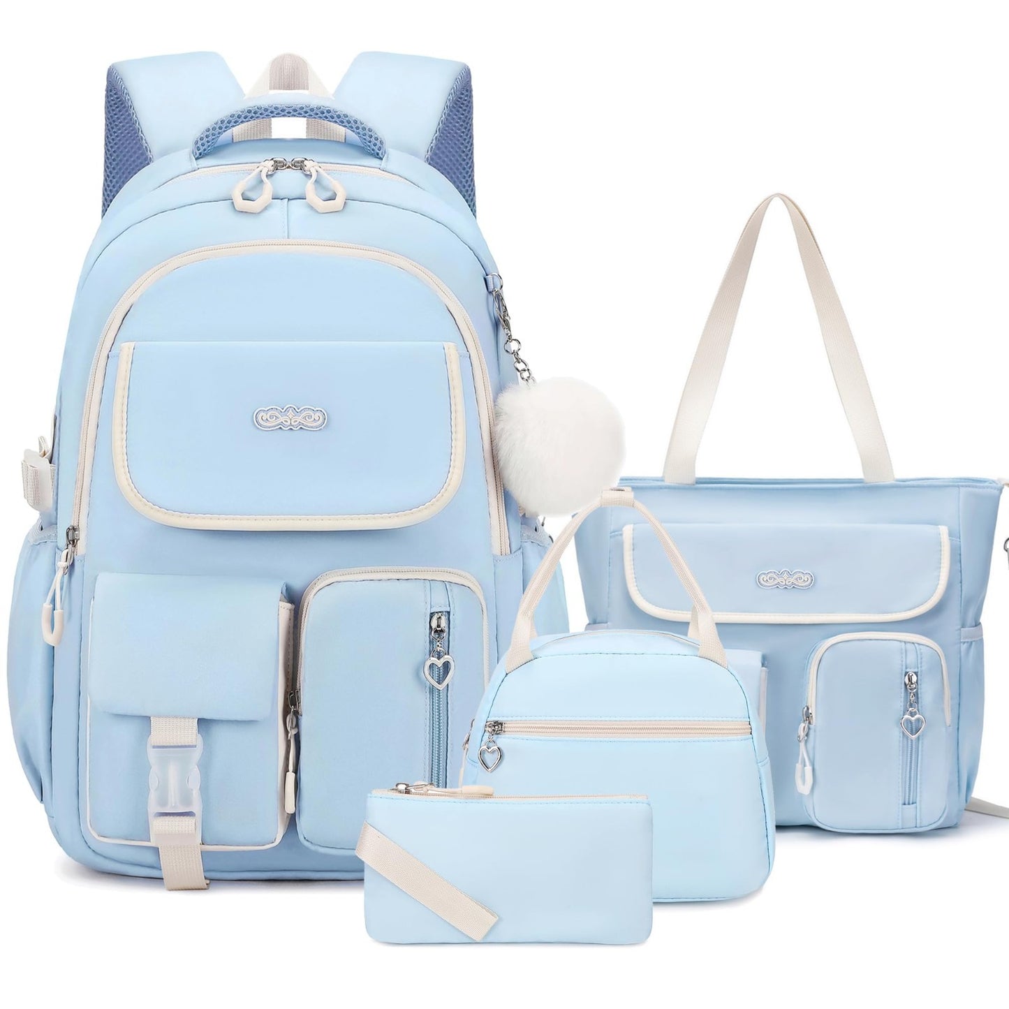 4PCS Girls Backpacks Set with Tote Bag, Lunch Box & Pencil Pouch   School Suppli1