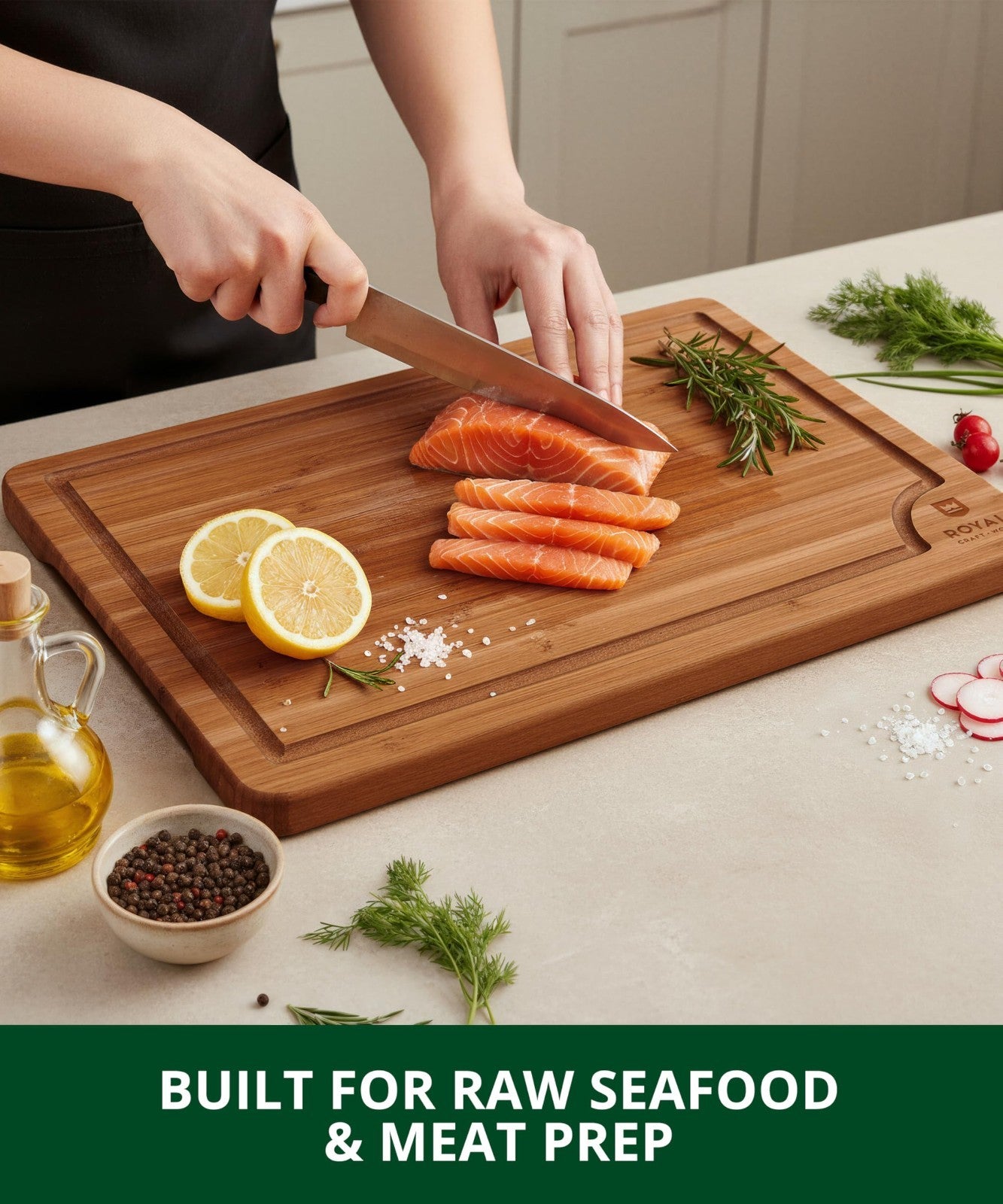 Non Toxic Bamboo Cutting Board Set   Deep Juice Groove, Side Handles, Charcuteri7