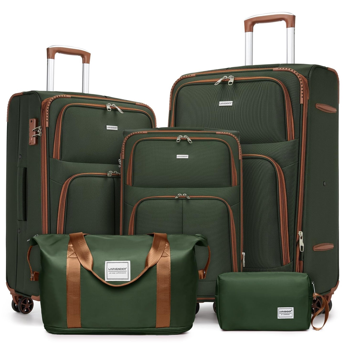 5-Piece Softside Luggage Set - Expandable Suitcases, Lightweight, 360° Wheels, T1