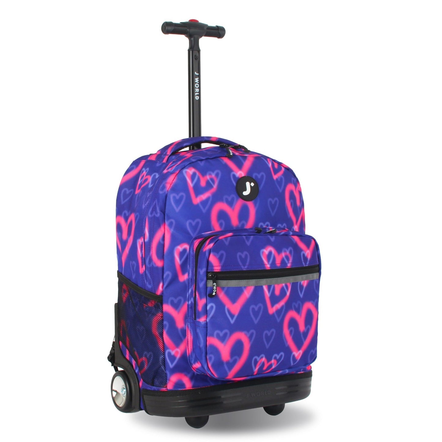 Kids Rolling Backpack with Wheels, 18" Bookbag for School, Heart Spray Design1