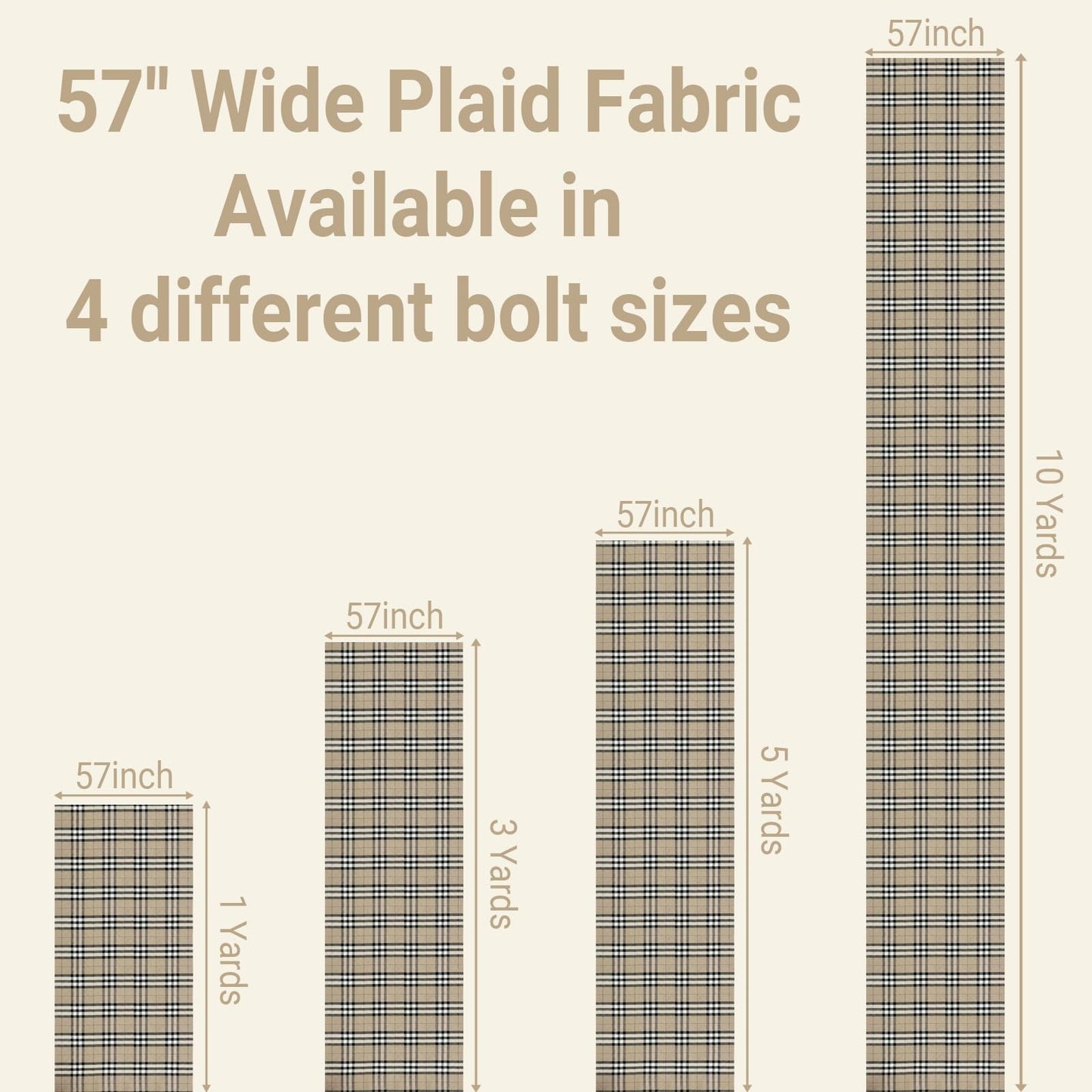 10 Yards Plaid Gingham Fabric, Checkered Poly-Cotton Material for Crafts & DIY D5