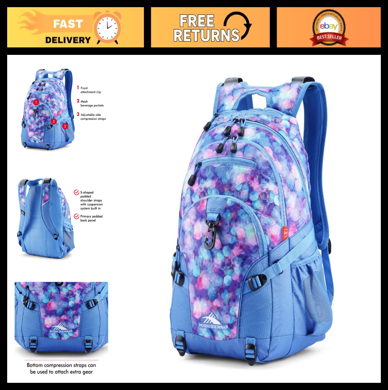 Versatile Travel & Work Backpack with Tablet Sleeve   Shine Blue/Lapis, One Size0