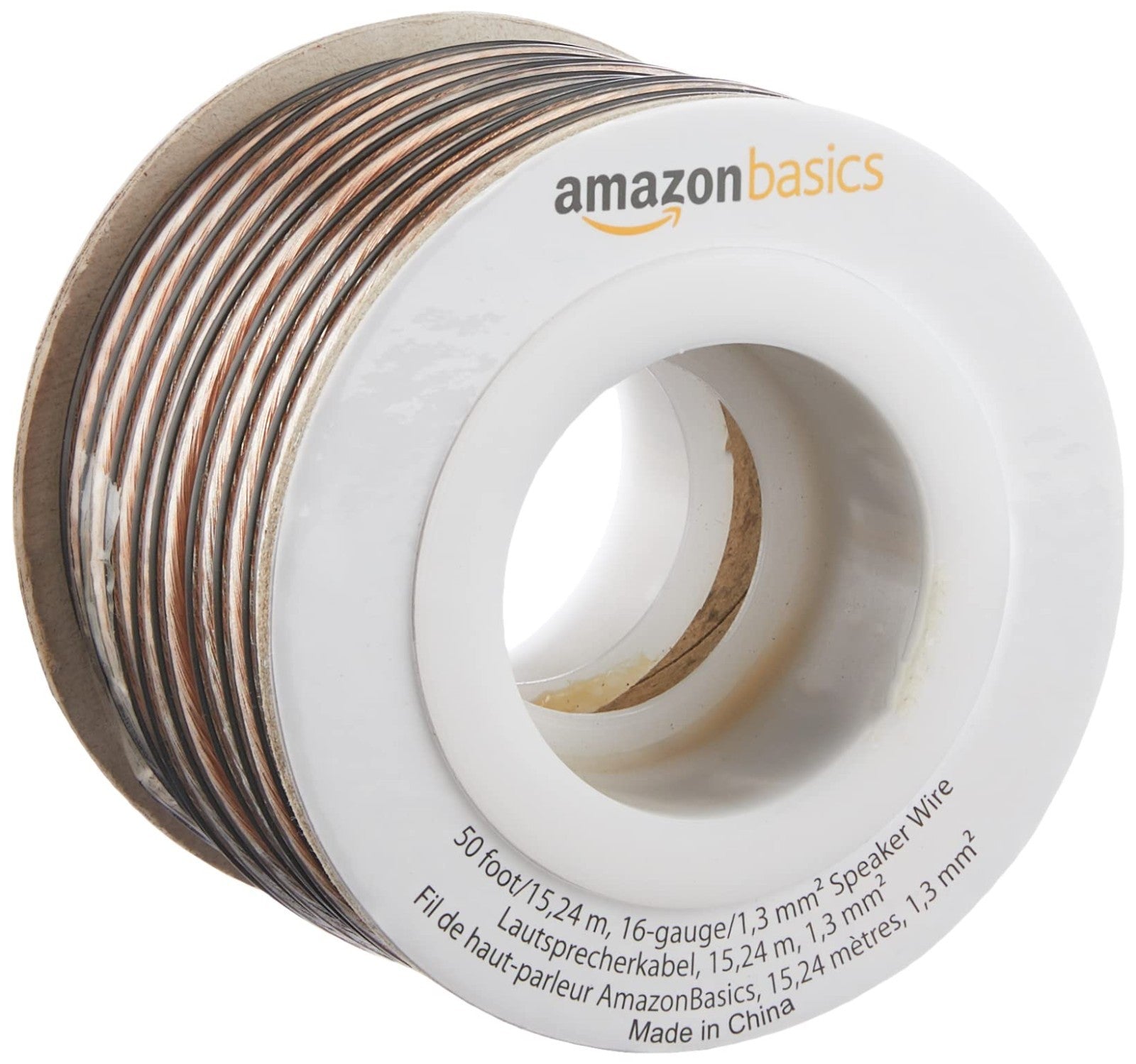 16 Gauge Speaker Wire Cable, 50ft, Polarity Marked, Transparent Audio Connection1