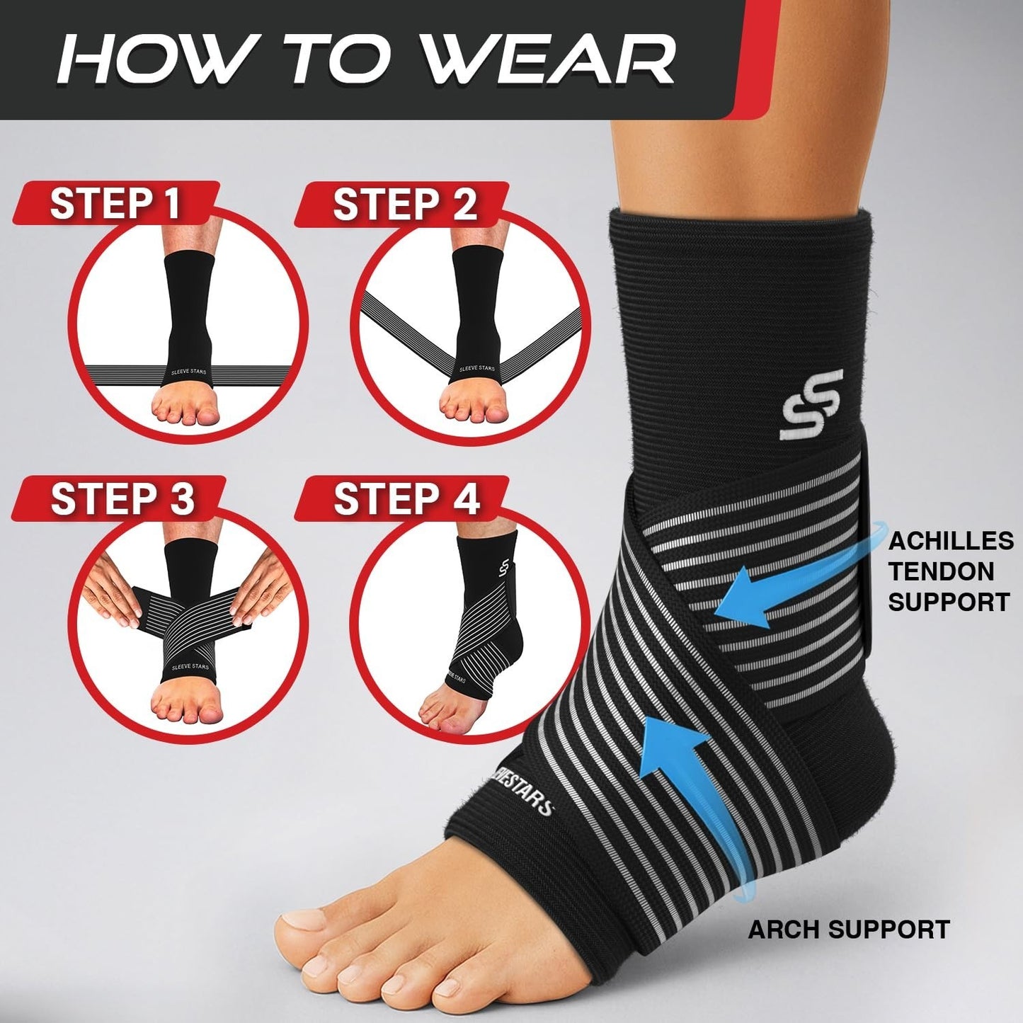 Ankle Brace Compression Sleeve for Sprains & Plantar Fasciitis Relief, Adjustabl6