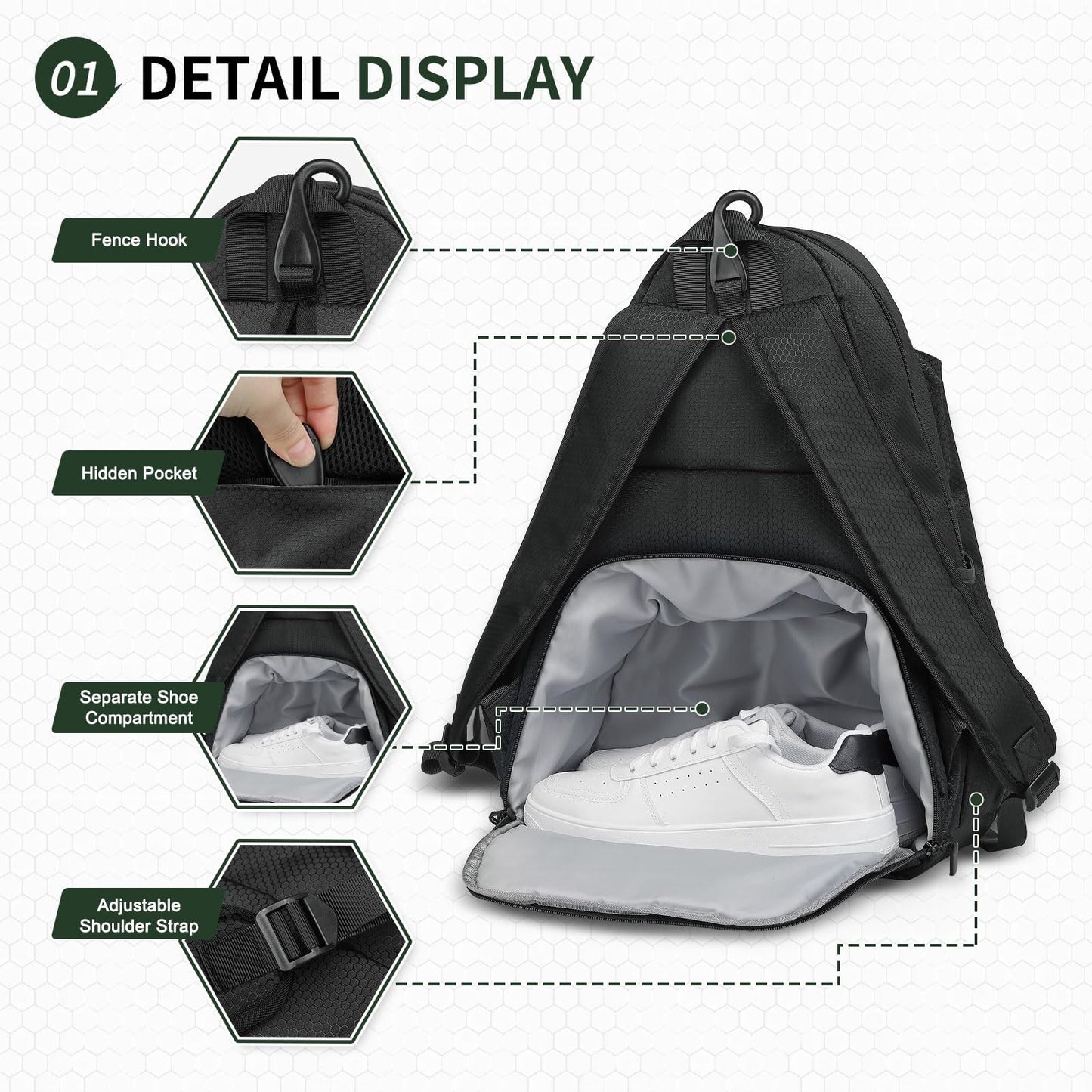 Optimized eBay Title:  Waterproof Tennis Backpack with Shoe Compartment, Wet/Dr3