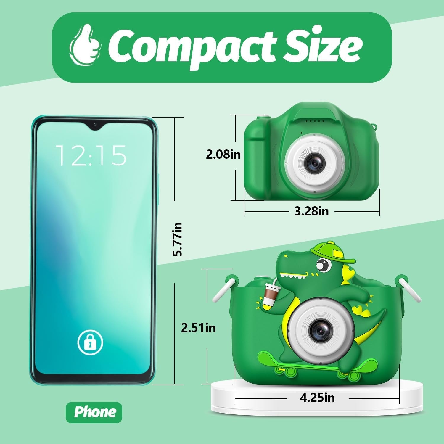 Kids Digital Video Camera for 3 8 Year Olds, Cartoon Soft Cover, Gift Included2