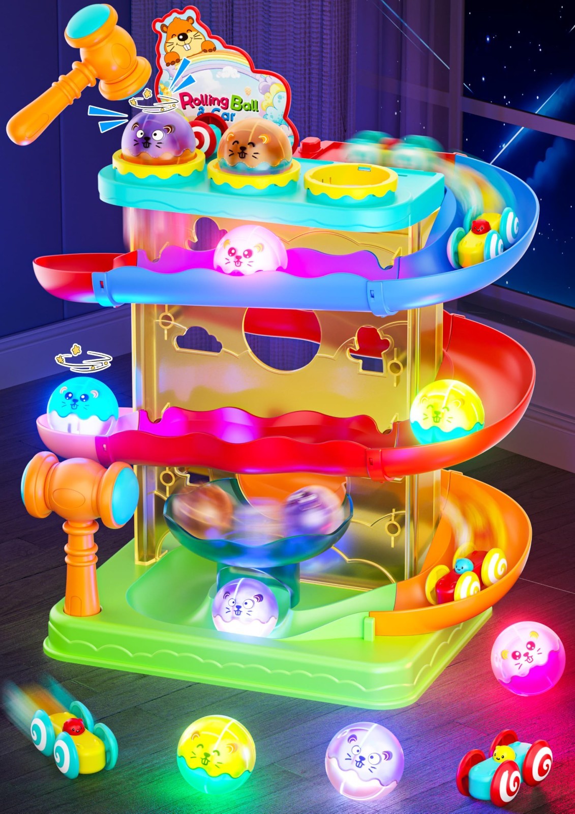 2 in 1 Ball Drop & Car Ramp Race Track Toy for Toddlers 1 5 | STEM Learning, Sen1