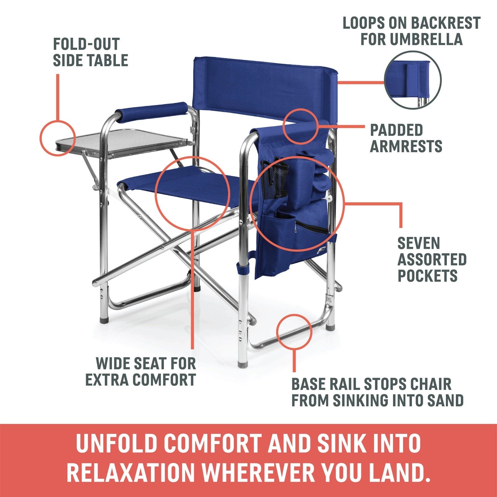 Lightweight Folding Camping Chair with Side Table & Armrest Caddy, Portable Lawn6