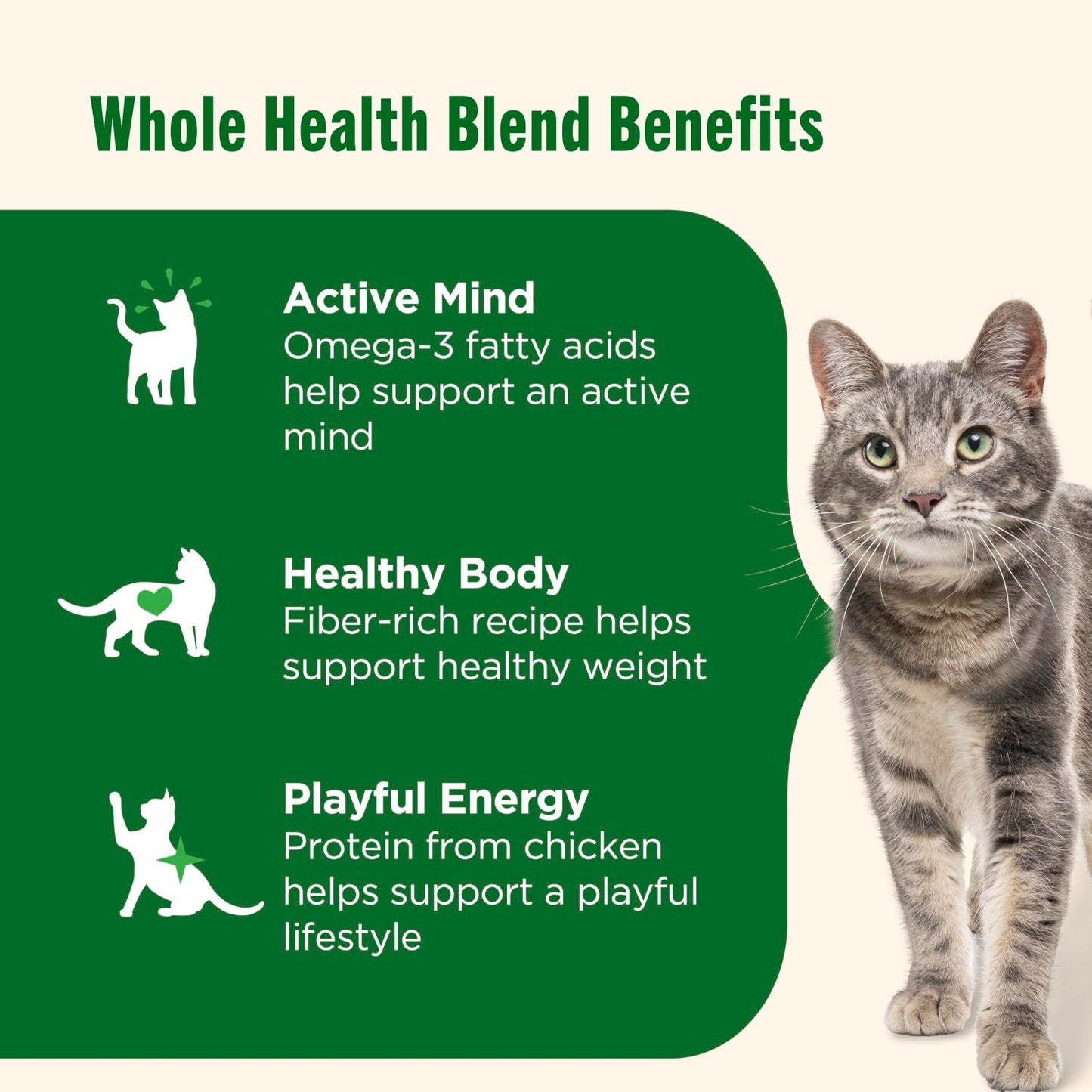 Premium Dry Cat Food   Chicken & Brown Rice Recipe, 3 lb Bag, Healthy Nutrition2