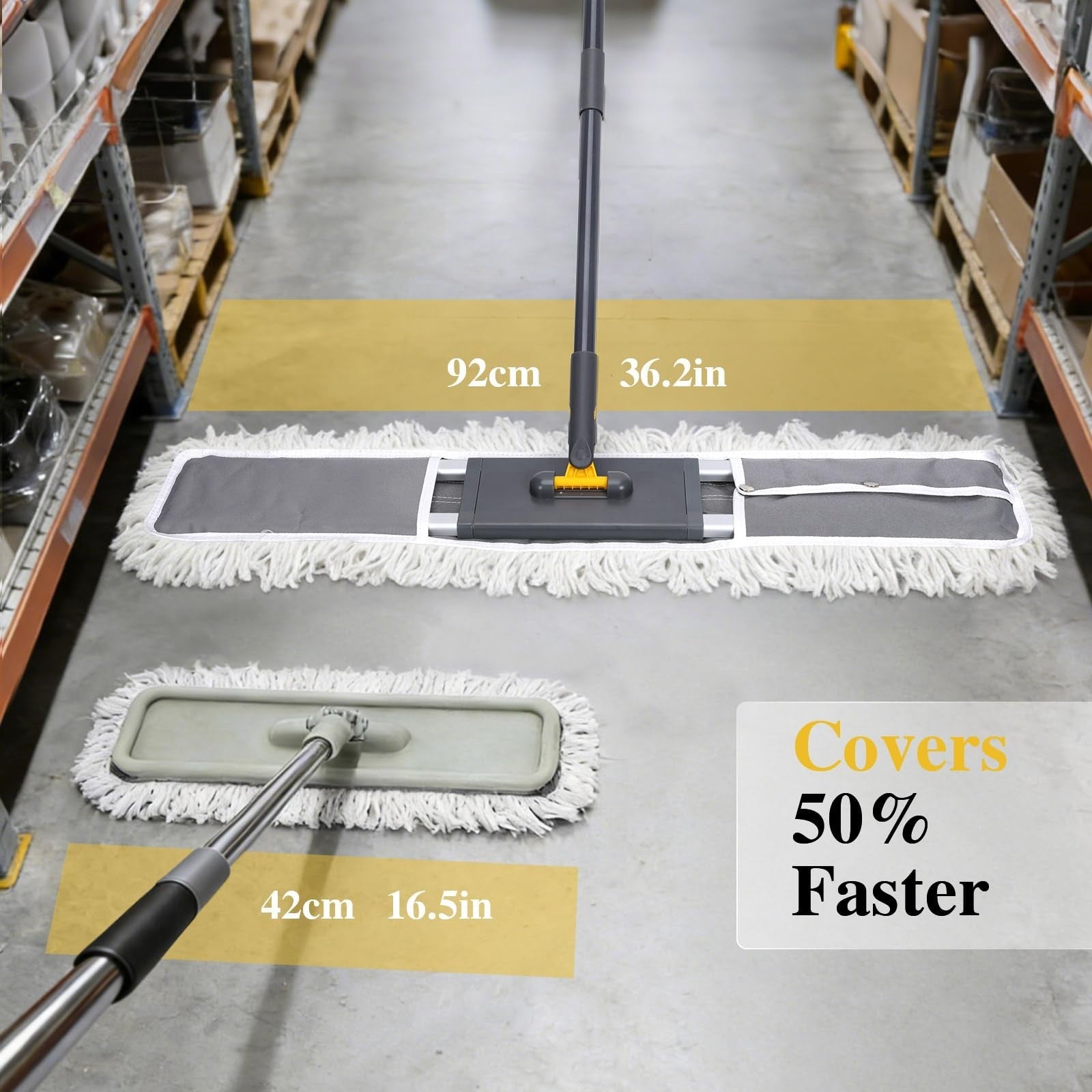 36" Heavy Duty Commercial Mop - Adjustable 60" Dust Mop with 2 Microfiber Pads f2