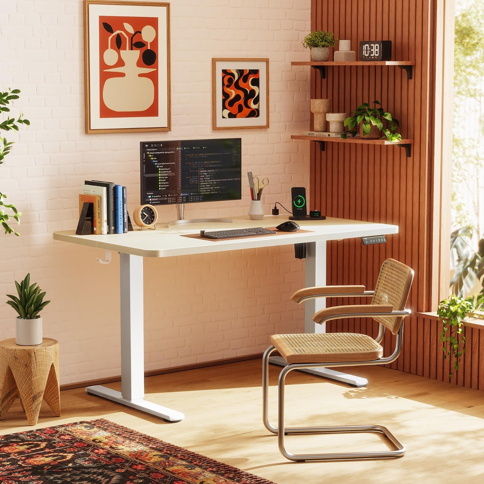 Height Adjustable Electric Standing Desk with USB-C & Power Outlets, 47x24" Th2