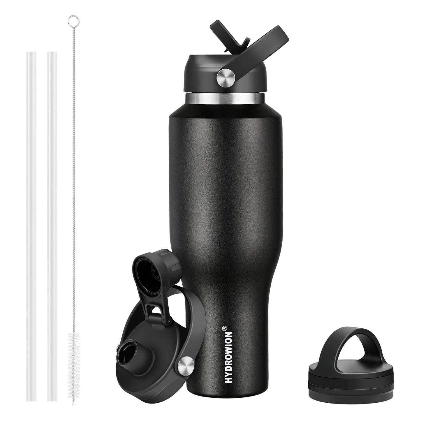 Insulated 40 oz Water Bottle with Straw - Fits Car Cup Holder, Leakproof Travel1