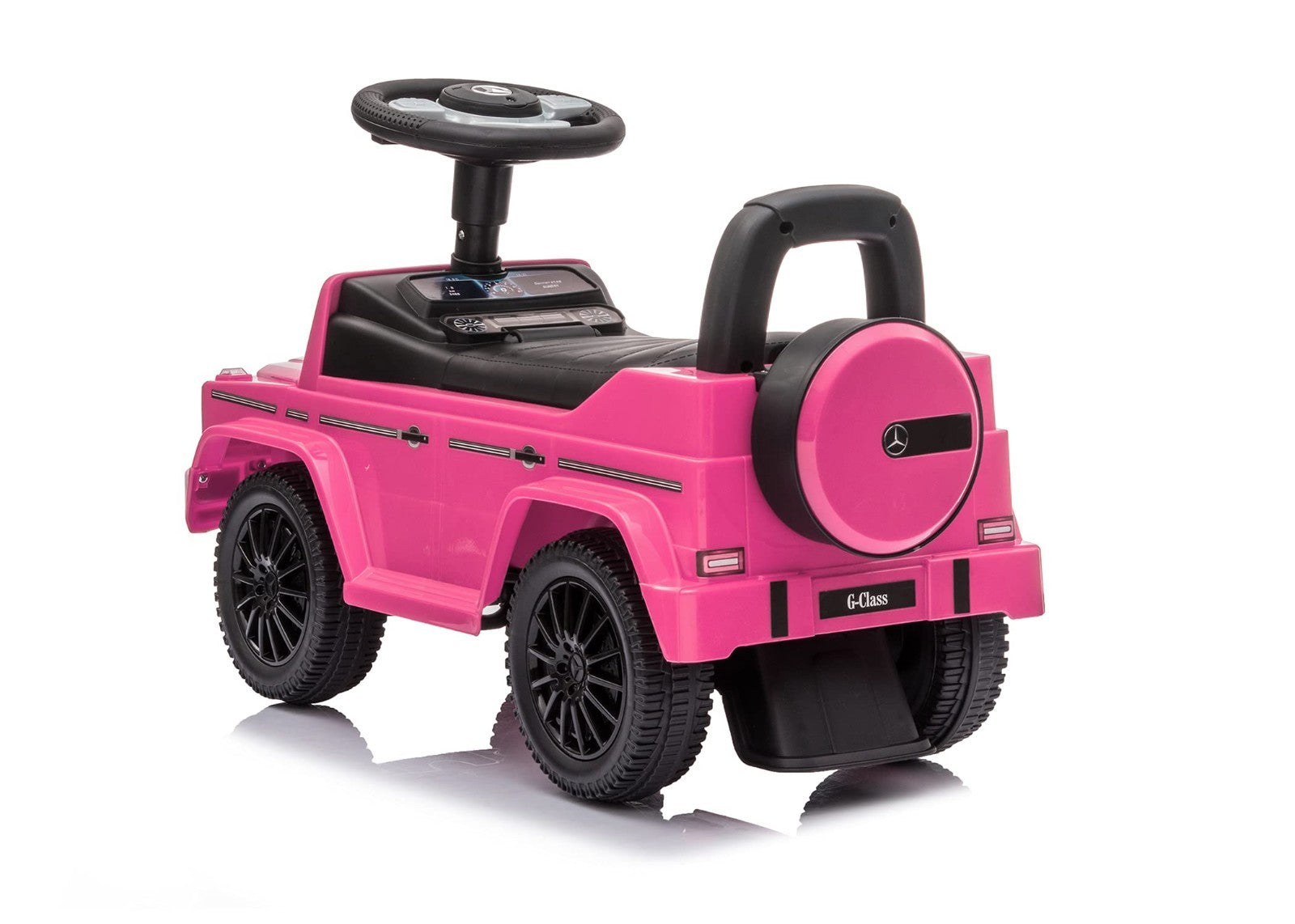 Kids Ride-On Car Stroller, Mercedes G-Wagon Push Car with Lights & Music, Pink,3