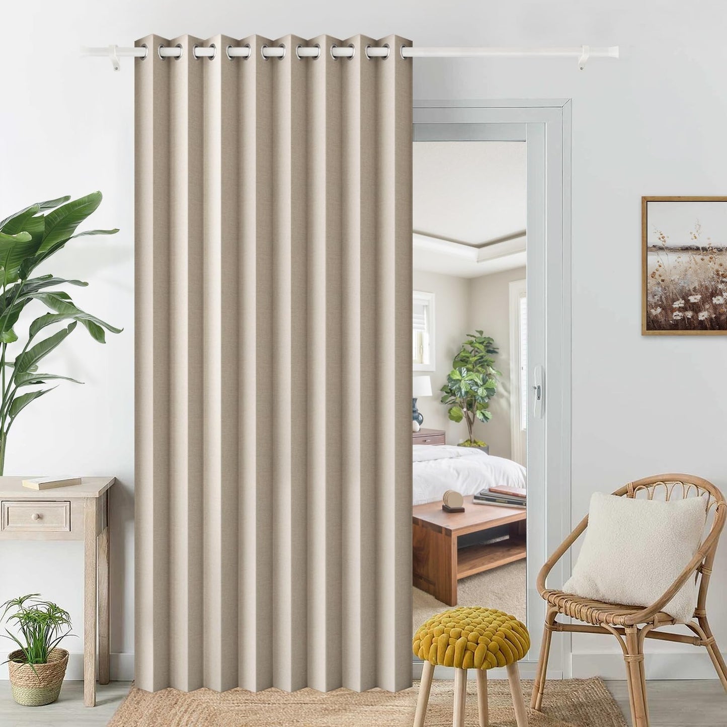 100% Blackout Magnetic Pinch Pleated Curtain   Accordion Door Cover, 60"x80", Ta1
