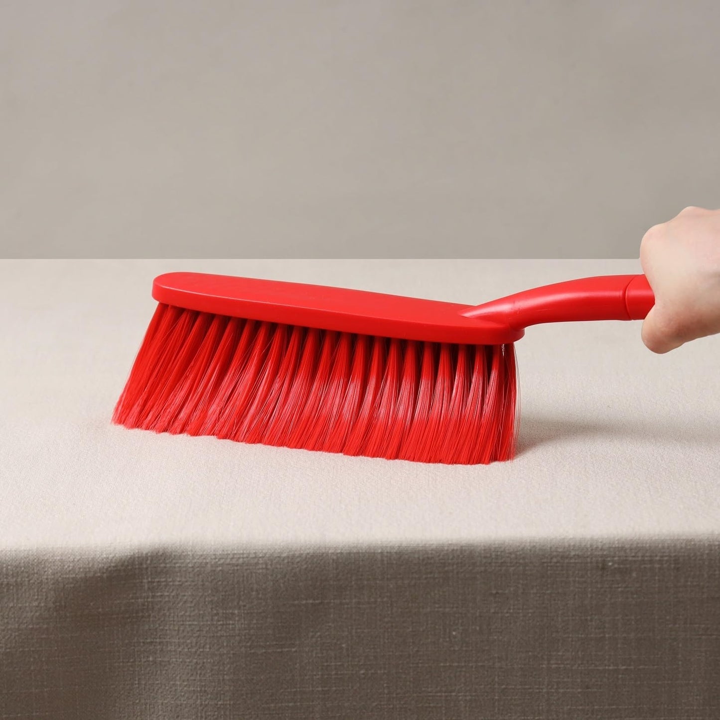 15" Red Soft Bristle Hand Broom Brush for Bed, Sofa, Counter & Hair Cleanup2