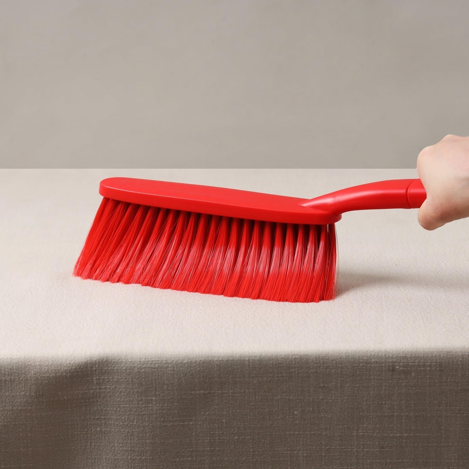 15" Red Soft Bristle Hand Broom Brush for Bed, Sofa, Counter & Hair Cleanup2