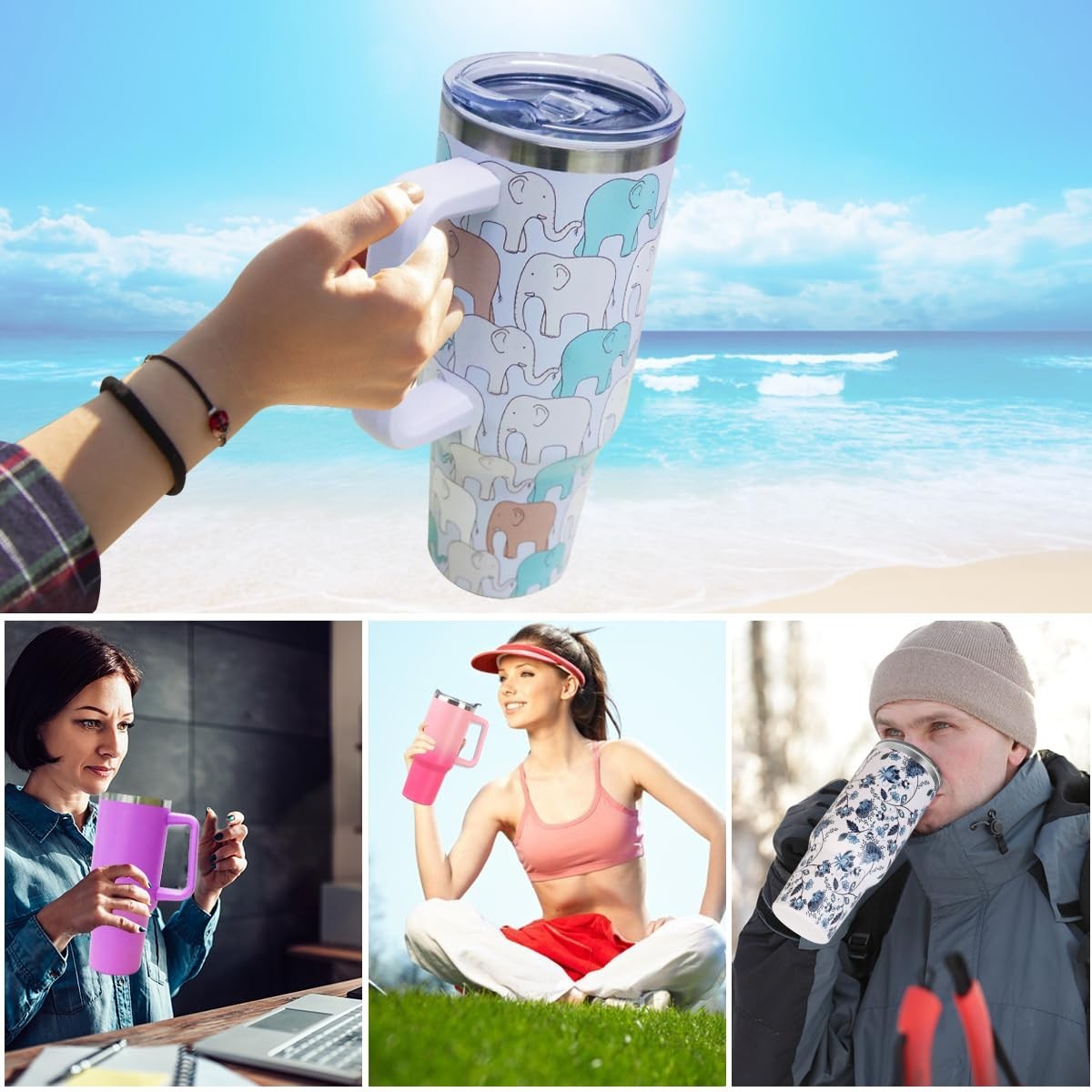 40 oz Insulated Tumbler with Handle & Straw   Leak Proof Travel Mug, Dishwasher6