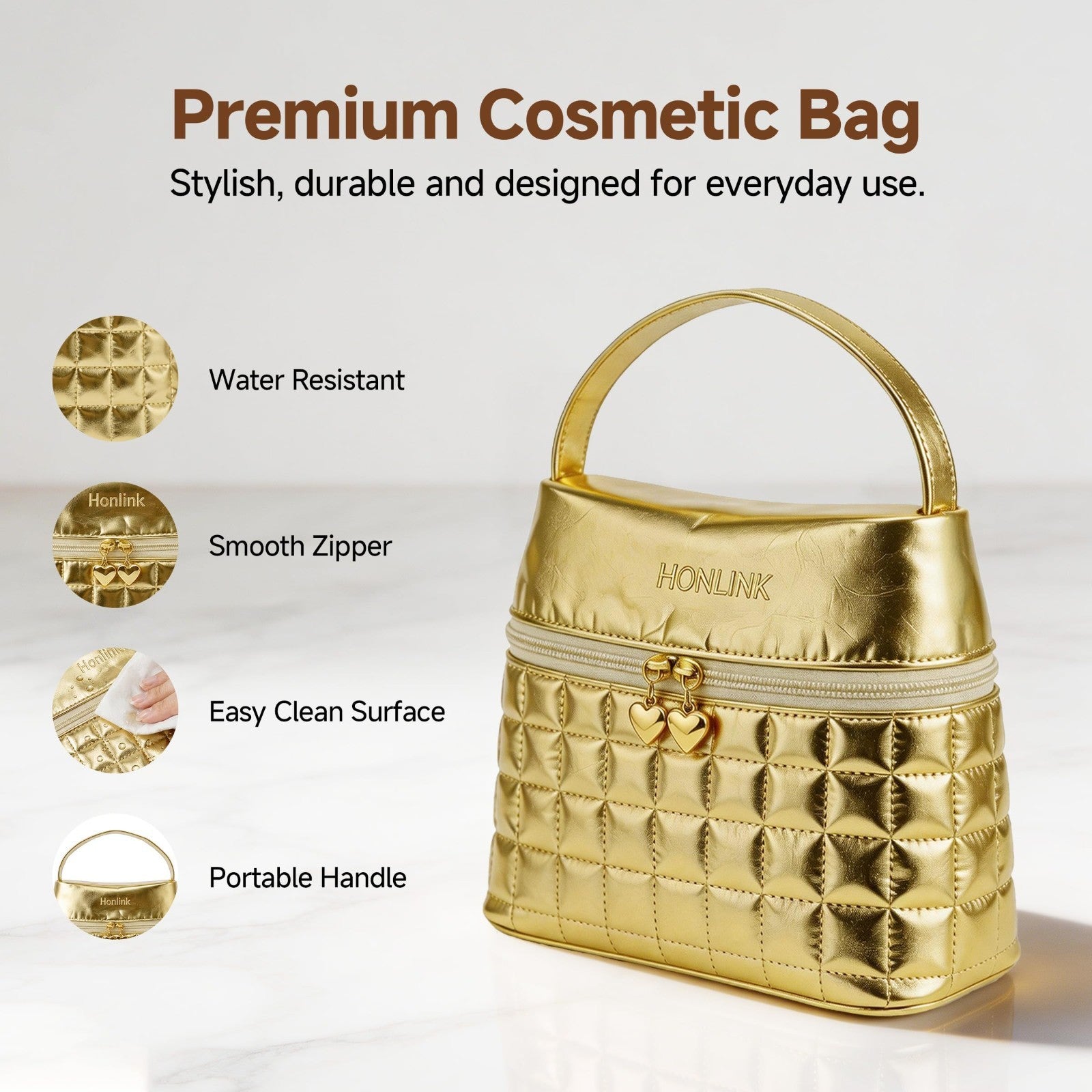 Vitamin C Skincare Gift Set Bundle with Gold Cosmetic Bag   Perfect for Her7