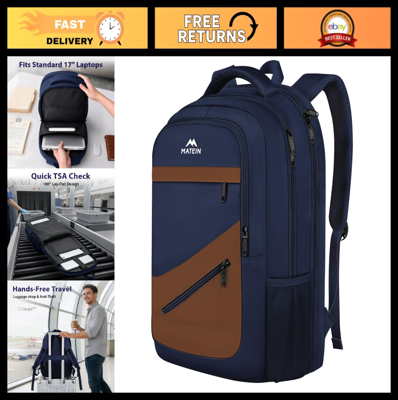 Travel Backpack for Men, Anti Theft Pocket, TSA Friendly, Durable & Stylish Bag0