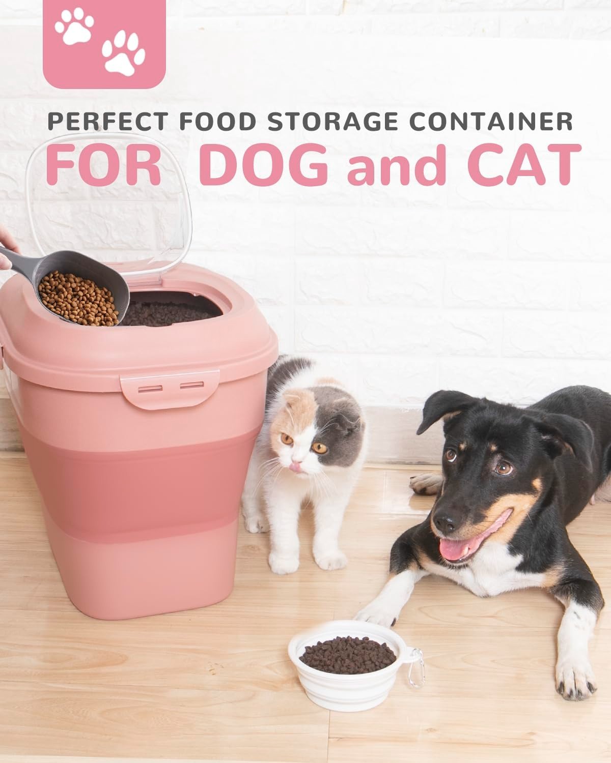 Airtight 30-35Lbs Dog Food Storage Container - Collapsible & Durable Pet Food Bi2