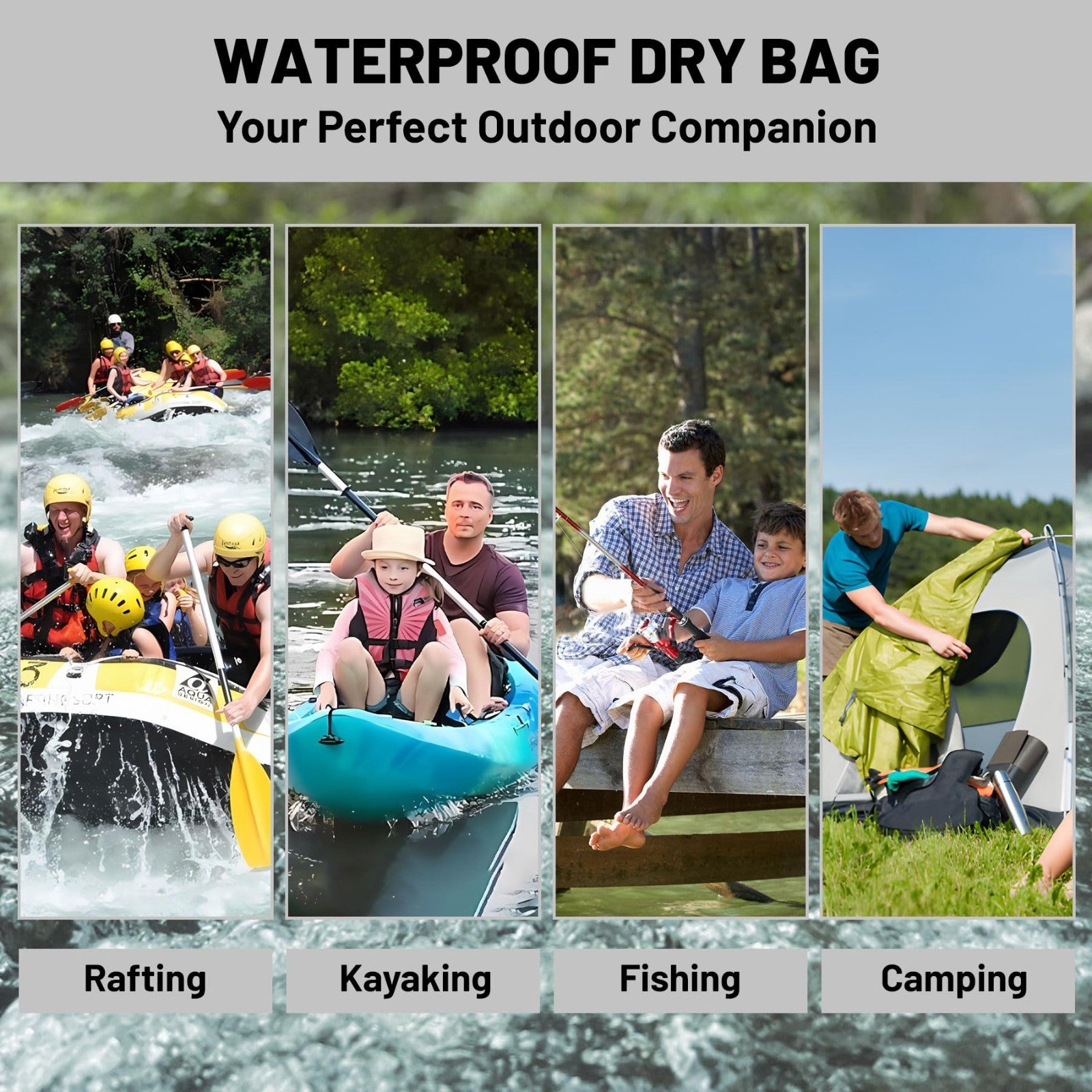 Waterproof Dry Bag Backpack - Lightweight Floating Bags for Kayaking, Fishing, C4