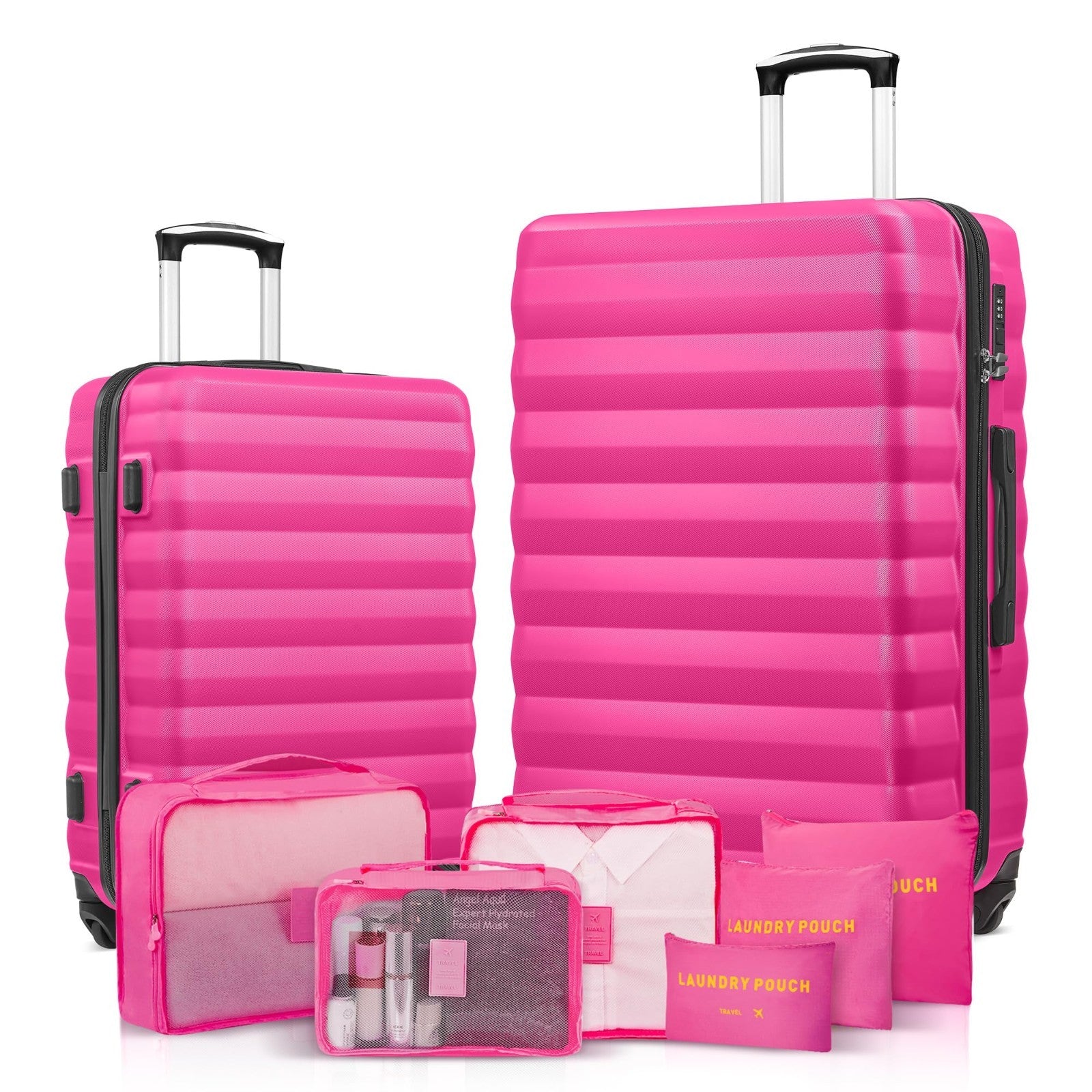 2 Piece Luggage Set - 20" & 28" Hardshell Suitcases with Spinner Wheels & 6 Trav1