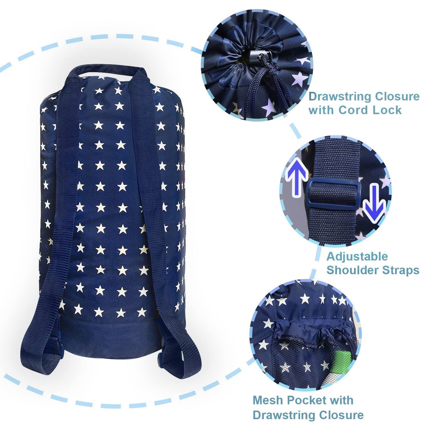 Optimized eBay Title:  "Durable Laundry Backpack with Shoulder Straps, Mesh Poc3