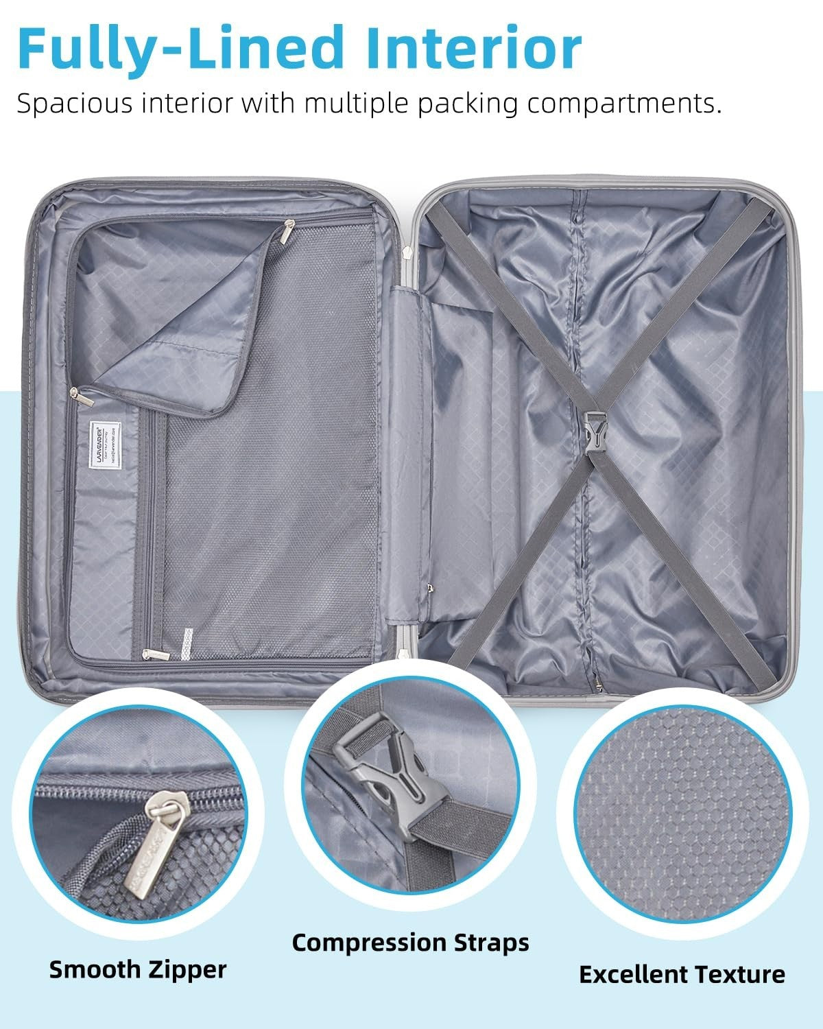 Expandable 6-Piece Luggage Set, Lightweight Hardshell Suitcases, TSA Lock, 360°6