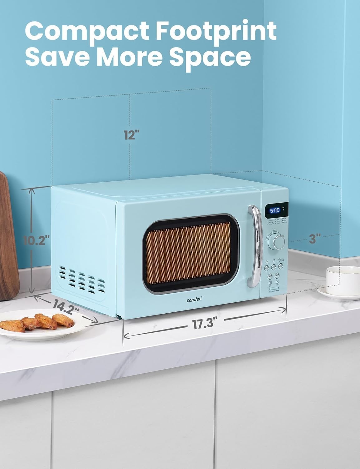 Retro Microwave Oven 0.7 Cu.Ft 700W Green   9 Preset Menus, Compact Kitchen Appl5