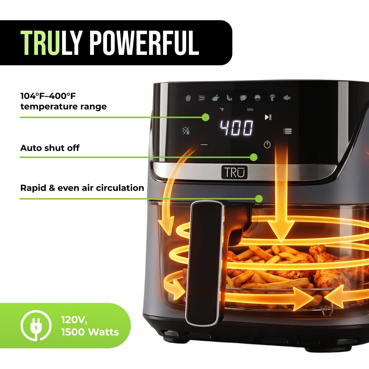 6 Quart Digital Air Fryer   Family Size, One Touch Control, 8 Presets, Nonstick4