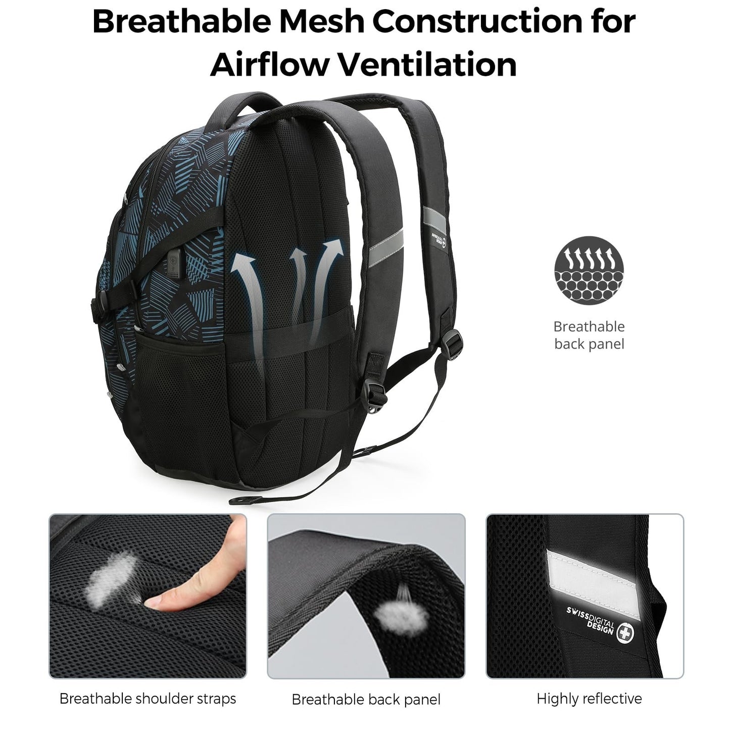 Travel Laptop Backpack with USB Charging Port, Fits 15.6" Computer, 31L, Dark Gr5