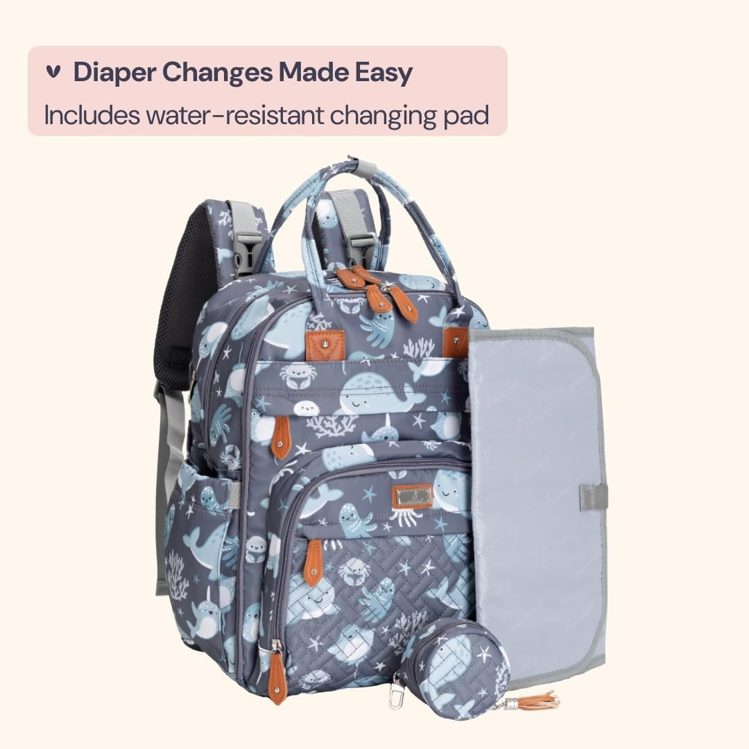 Multi Function Water Resistant Diaper Bag Backpack   Baby Travel Tote with Chang7