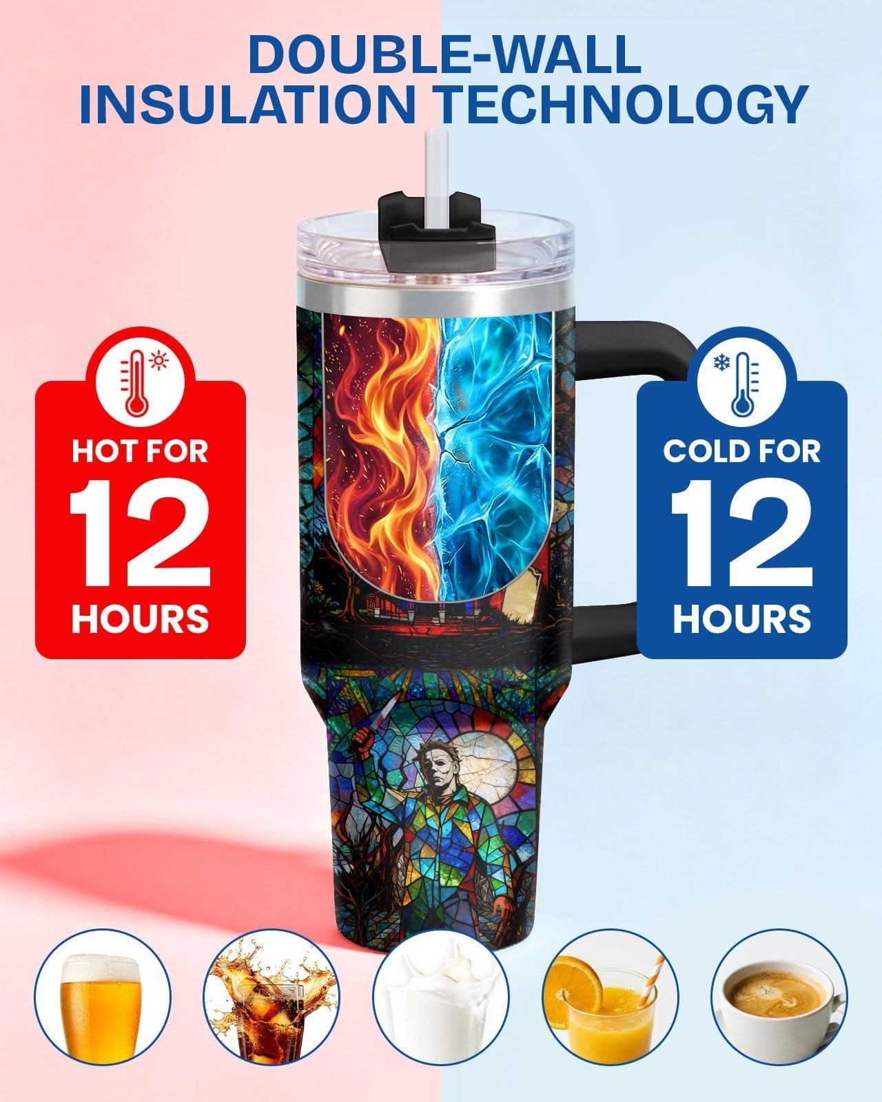 34oz Insulated Gothic Tumbler   Spooky Horror Art Travel Mug for Halloween3