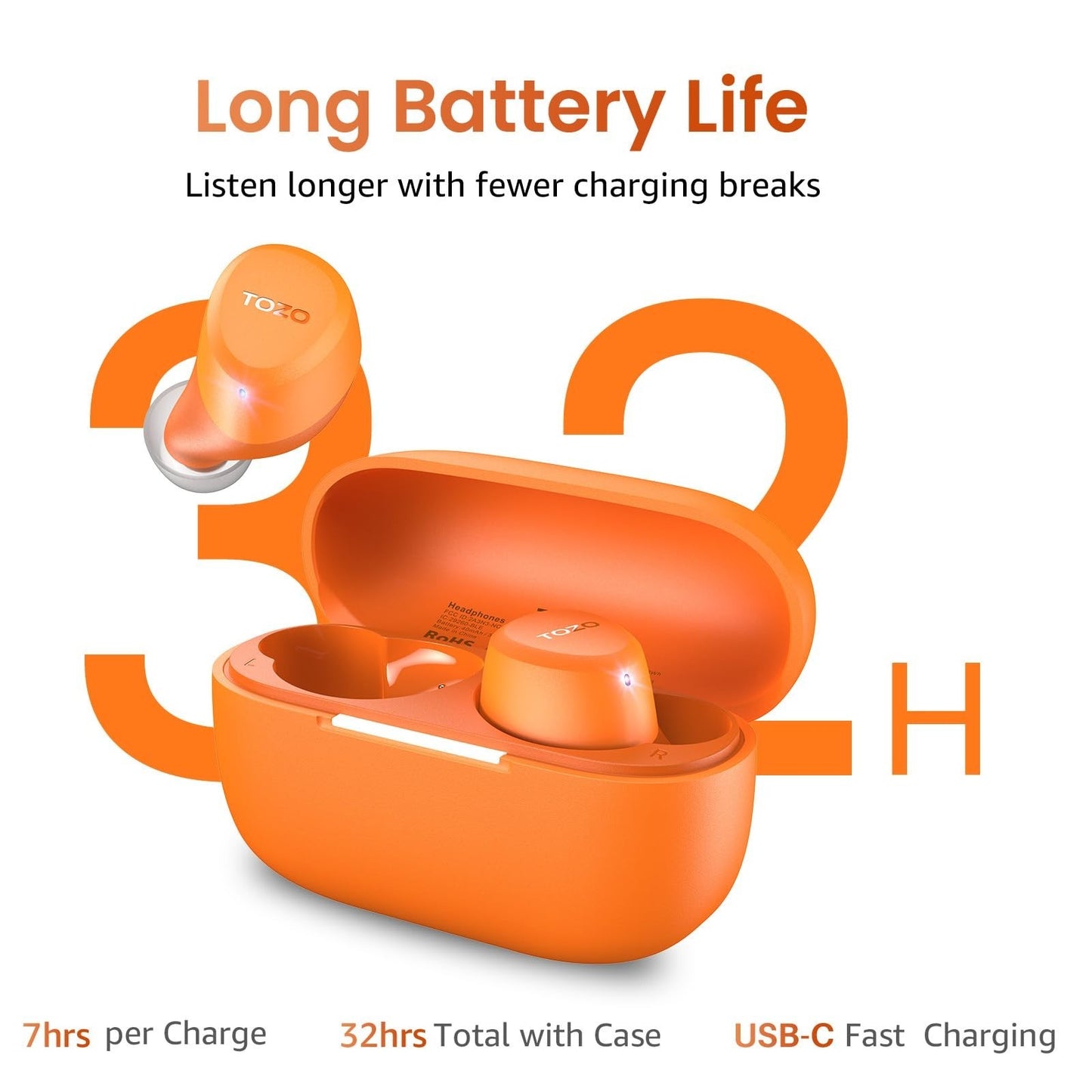 Wireless Earbuds Bluetooth 5.3, IPX5 Waterproof, AI Call Mics, Premium Sound, Ch4