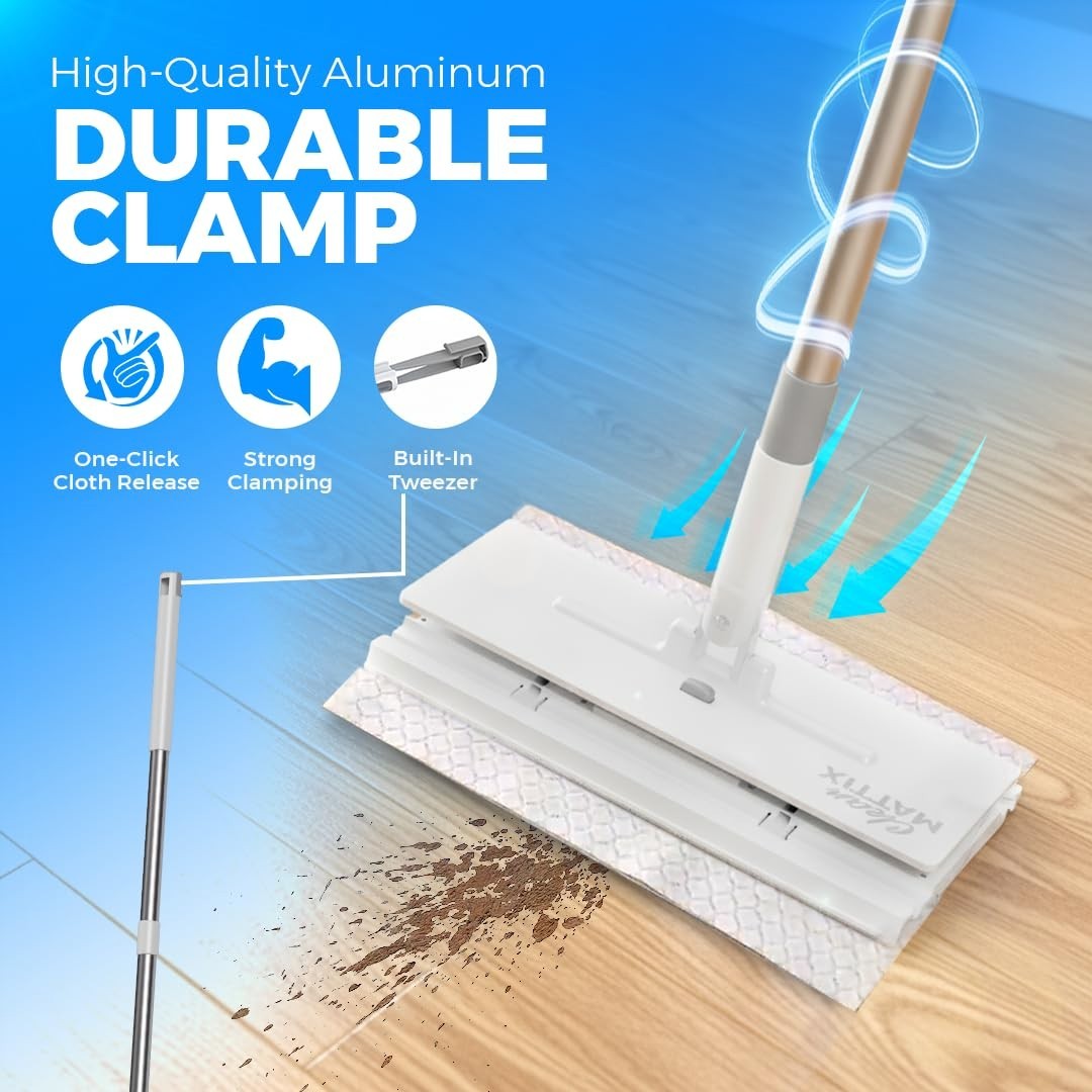 Durable Sweep & Mop Kit for Hardwood, Tile, Marble & Laminate Floors - 10 Dry Cl6