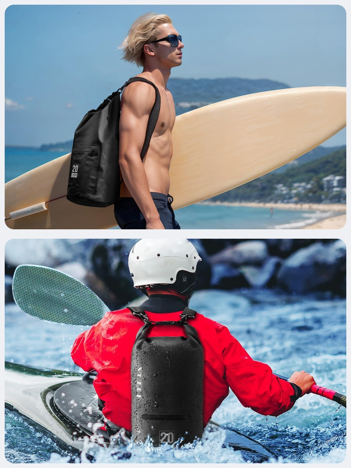 Waterproof Dry Bag with Zipper Pocket - Lightweight Roll Top for Travel, Kayakin4