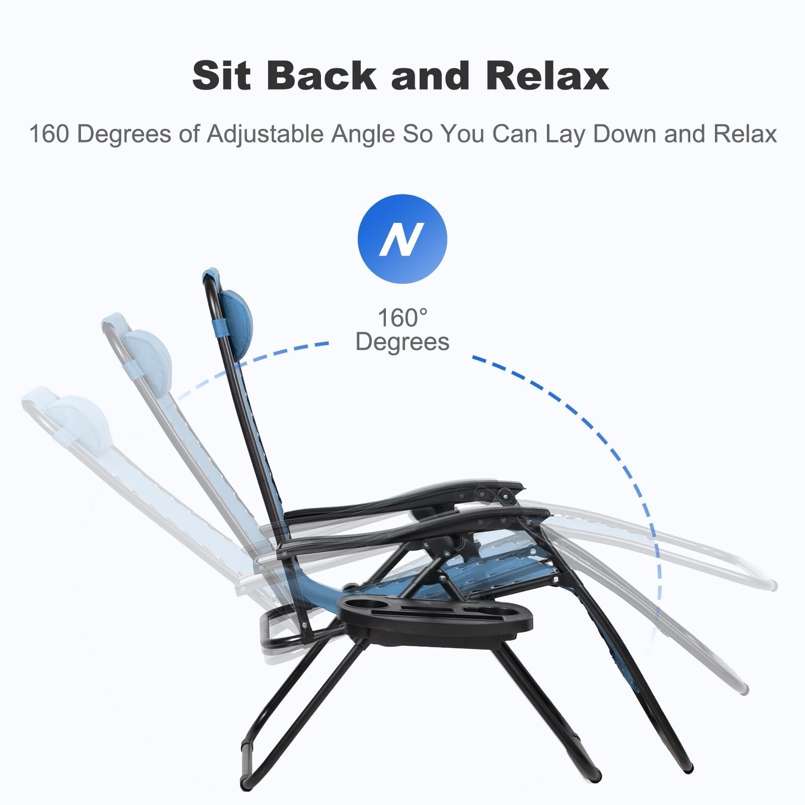 Set of 2 Adjustable Zero Gravity Lounge Chairs   Relaxing Patio Recliners with P3