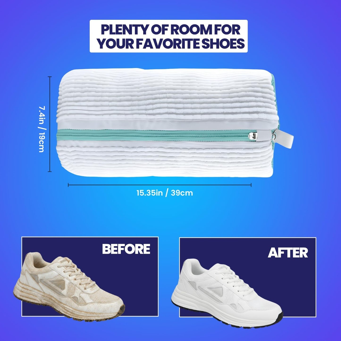 Shoe Washing Machine Bag for Sneakers - 360° Microfiber Laundry Protector, 2-Pac3