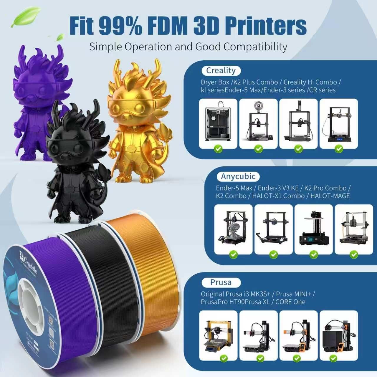12 Rolls PLA 3D Printer Filament 1.75mm, 12kg Total, Low Odor, High Accuracy, FD6