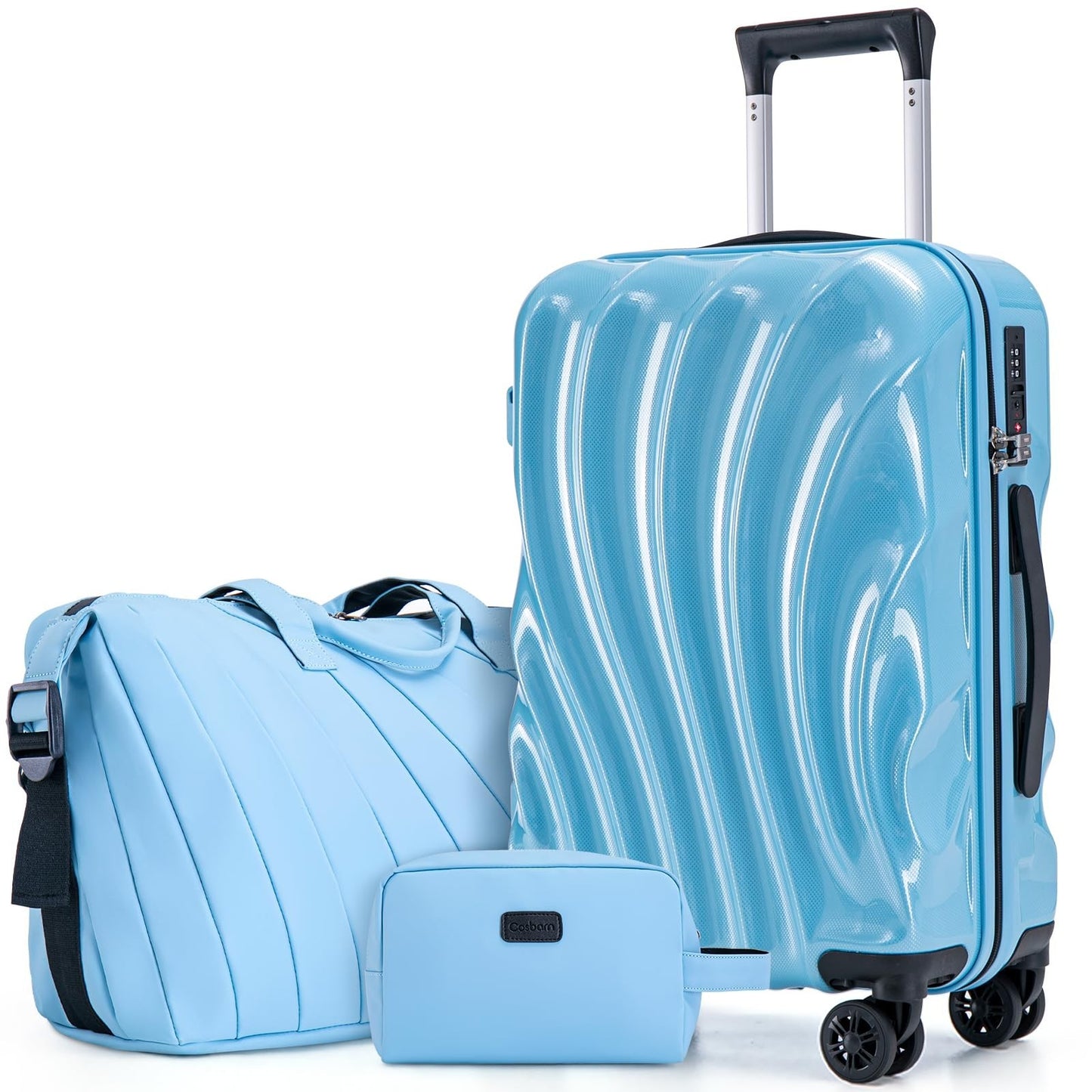 3 Piece Hardshell Luggage Set with Wheels, Lightweight Carry-On Suitcases, TSA L1