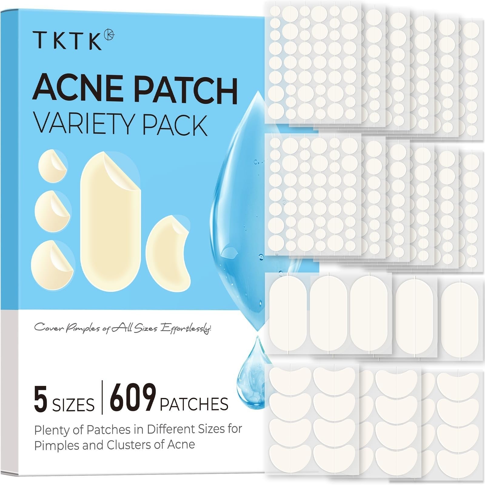 609 Count Hydrocolloid Pimple Patches for Face   Acne Treatment Cover Dots1